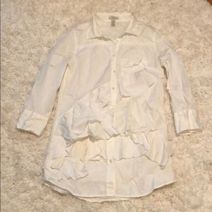 J.Crew ruffled button down shirt
